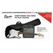 SQUIER STRATOCASTER PACK GUITAR. BLACK, GIG BAG, FRONTMAN 10G, STRAP, CABLE, PICKS- 0371823606