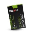 PISONI CLASSIC ALTO SAX REEDS, FILED, STRENGTH 1.0, 6 REED BOX