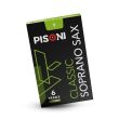 PISONI CLASSIC SOPRANO SAX REEDS, FILED, STRENGTH 5.0, 6 REED BOX
