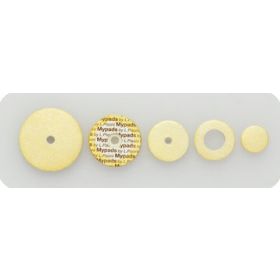 Flute pad, dark yellow double bladder, regular felt, diameter 17, thickness 2,5, hole 4