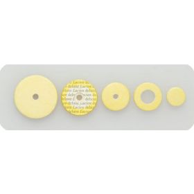 Deluxe Flute pad, double bladder, lemon yellown, special treated felt, diameter 17,5, thickness 2,5, hole 4